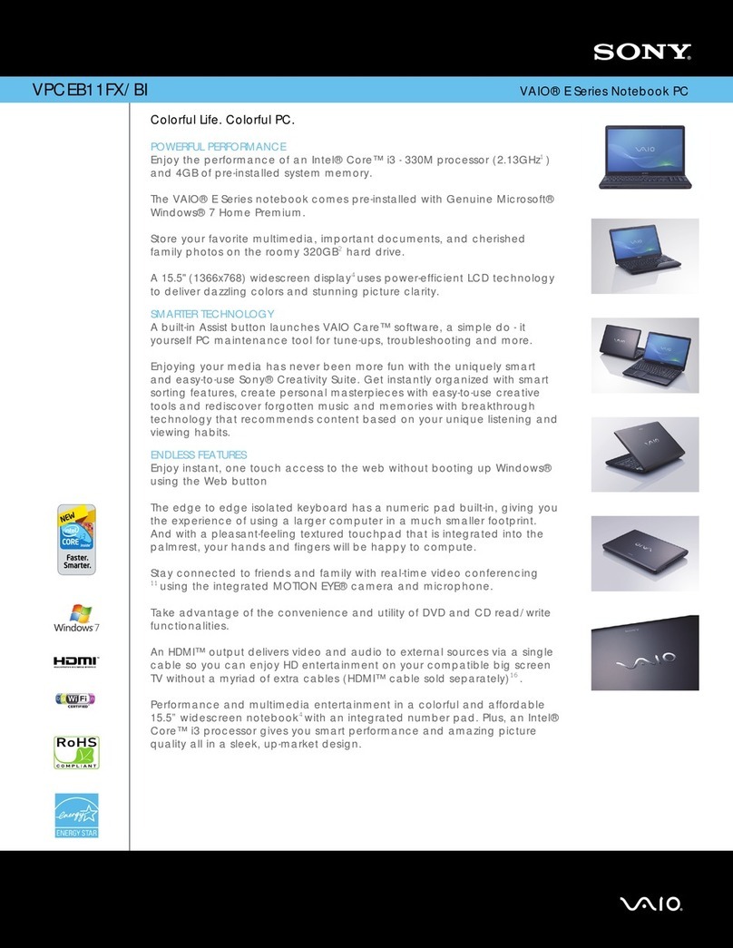 Sony VAIO VPCEB11FX/BI Specifications
