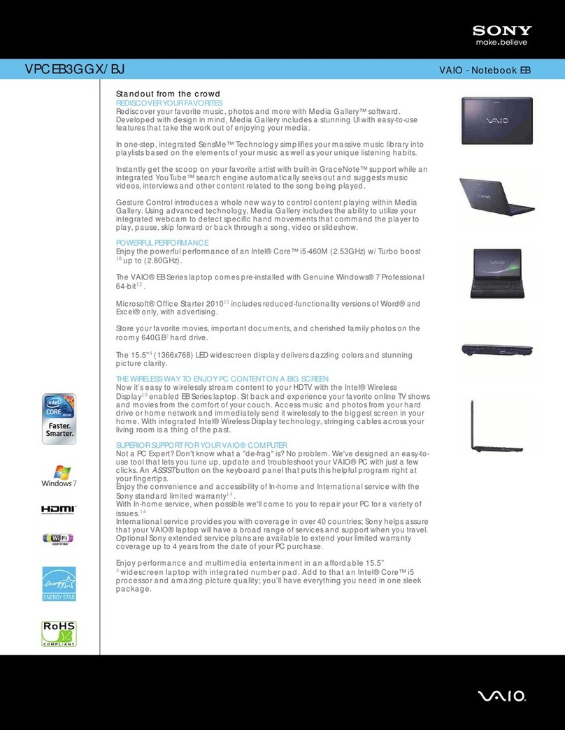 Sony VPCEB3GGX Specifications
