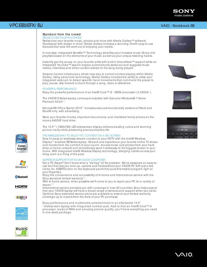Sony VPCEB3EFX Specifications