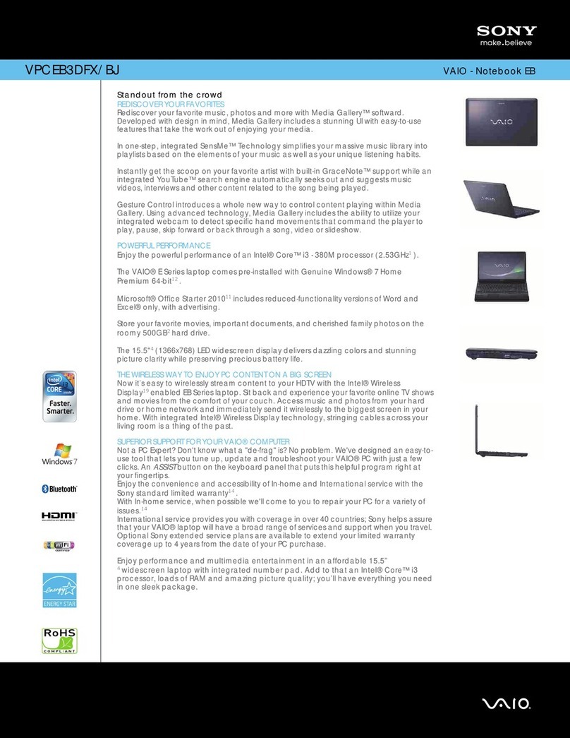 Sony VPCEB3DFX User manual Sony VPCEB3DFX User manual