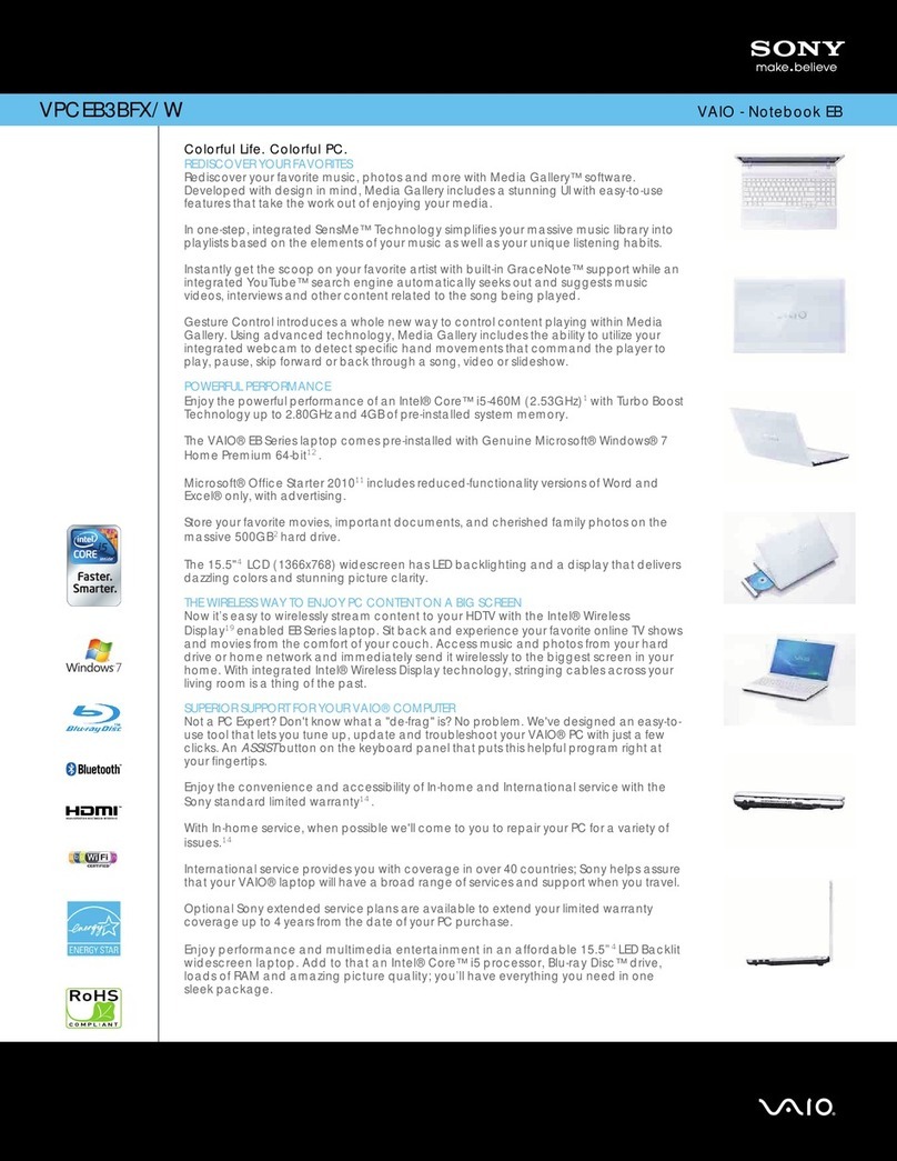 Sony VAIO VPCEB3BFX/W User manual