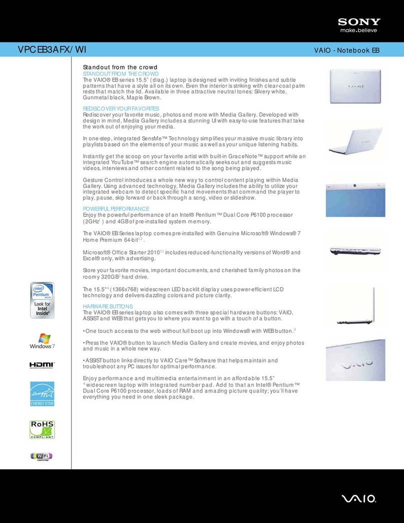 Sony VAIO VPCEB3AFX/WI User manual