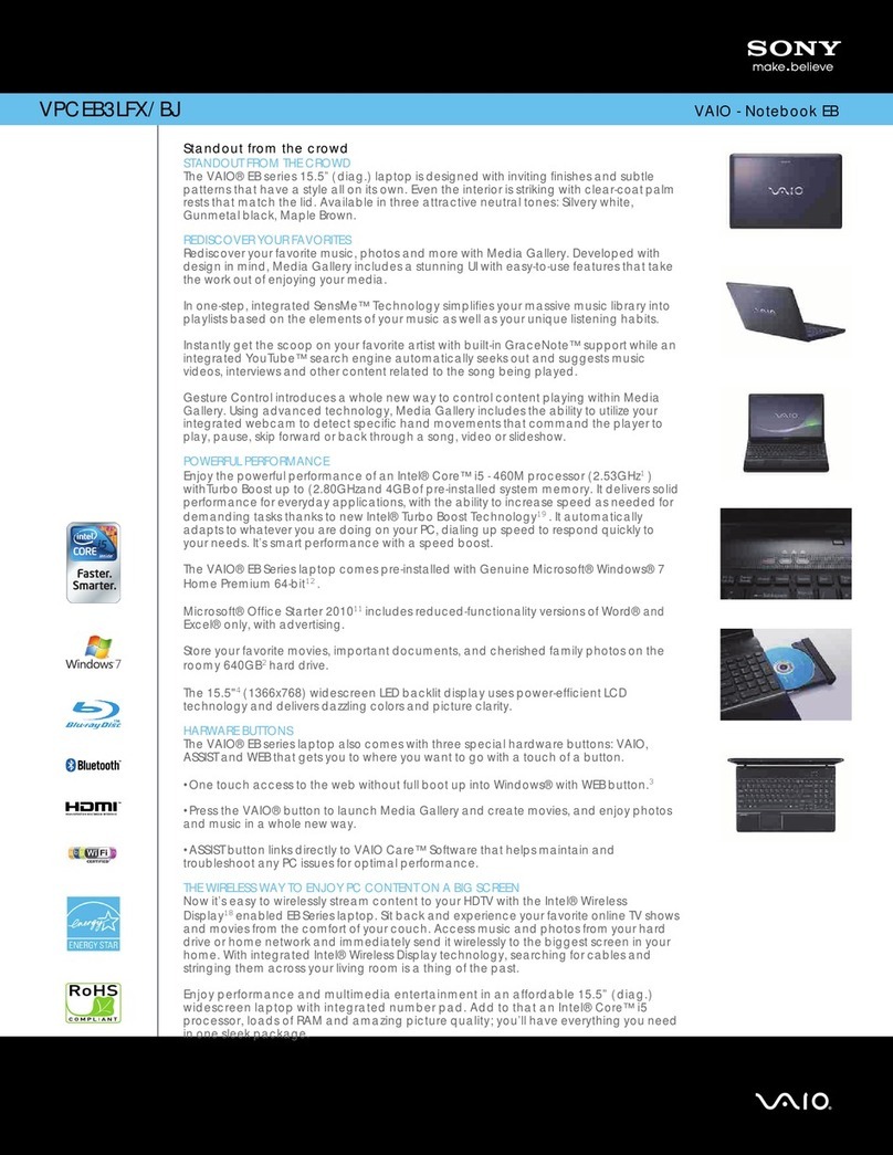 Sony VPCEB3LFX Specifications