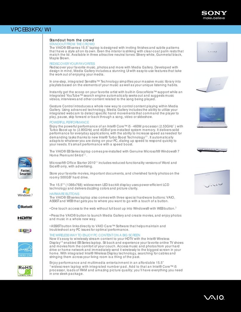 Sony VPCEB3KFX/WI Specifications