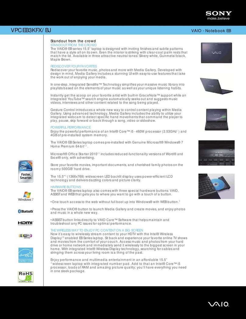 Sony VAIO VPCEB3KFX/BJ User manual