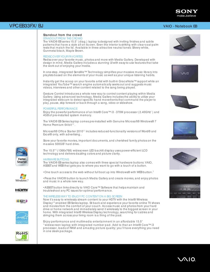Sony VAIO VPCEB33FX/BJ Specifications