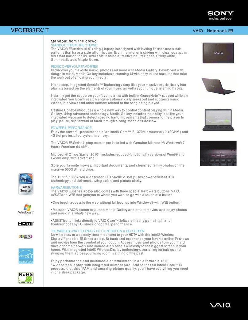 Sony VAIO VPCEB33FX/T Specifications