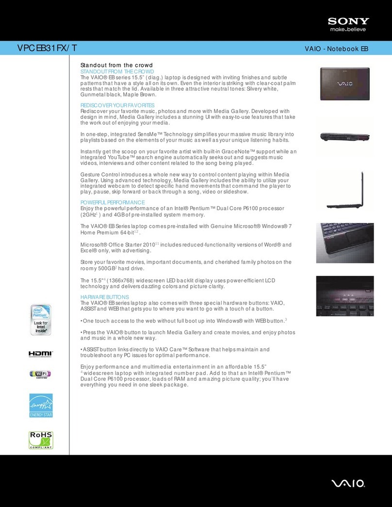 Sony VAIO VPCEB31FX/T User manual