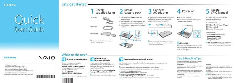 Sony VPCEB31FX quick start guide