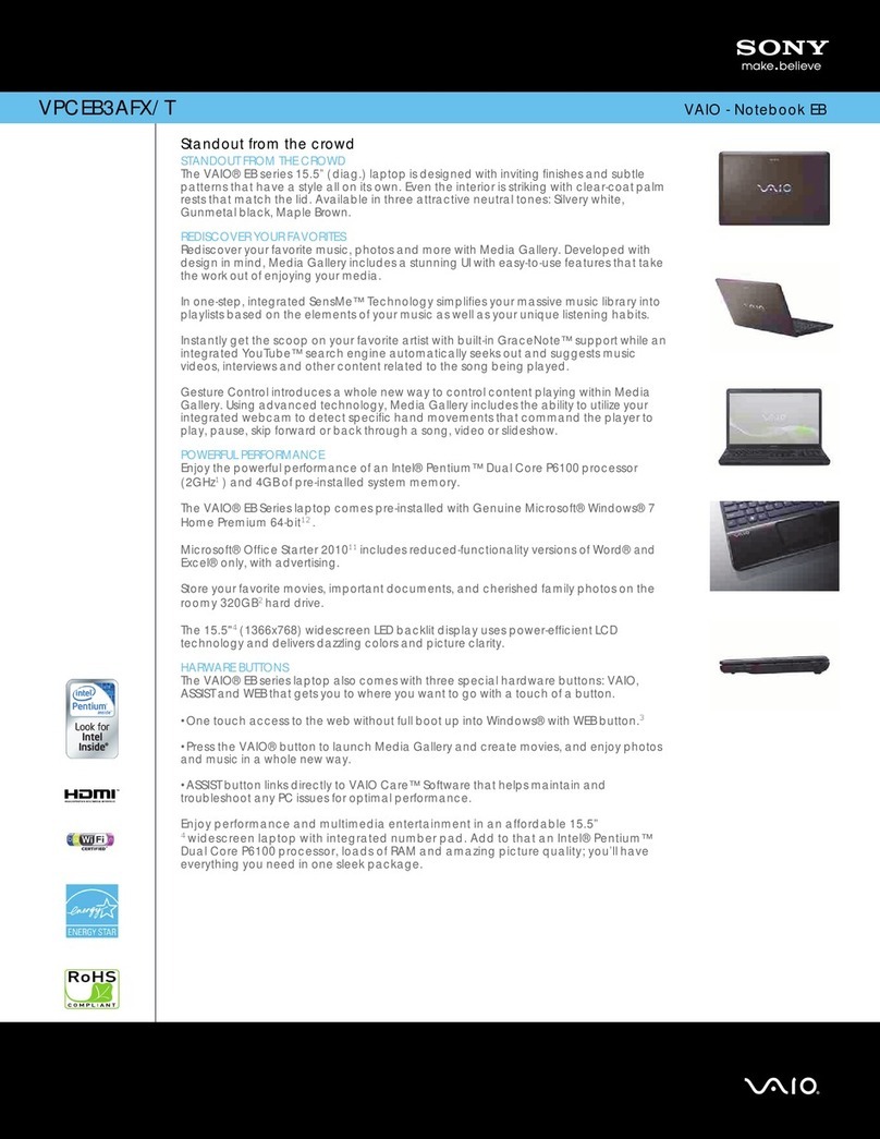 Sony VAIO VPCEB3AFX/T User manual