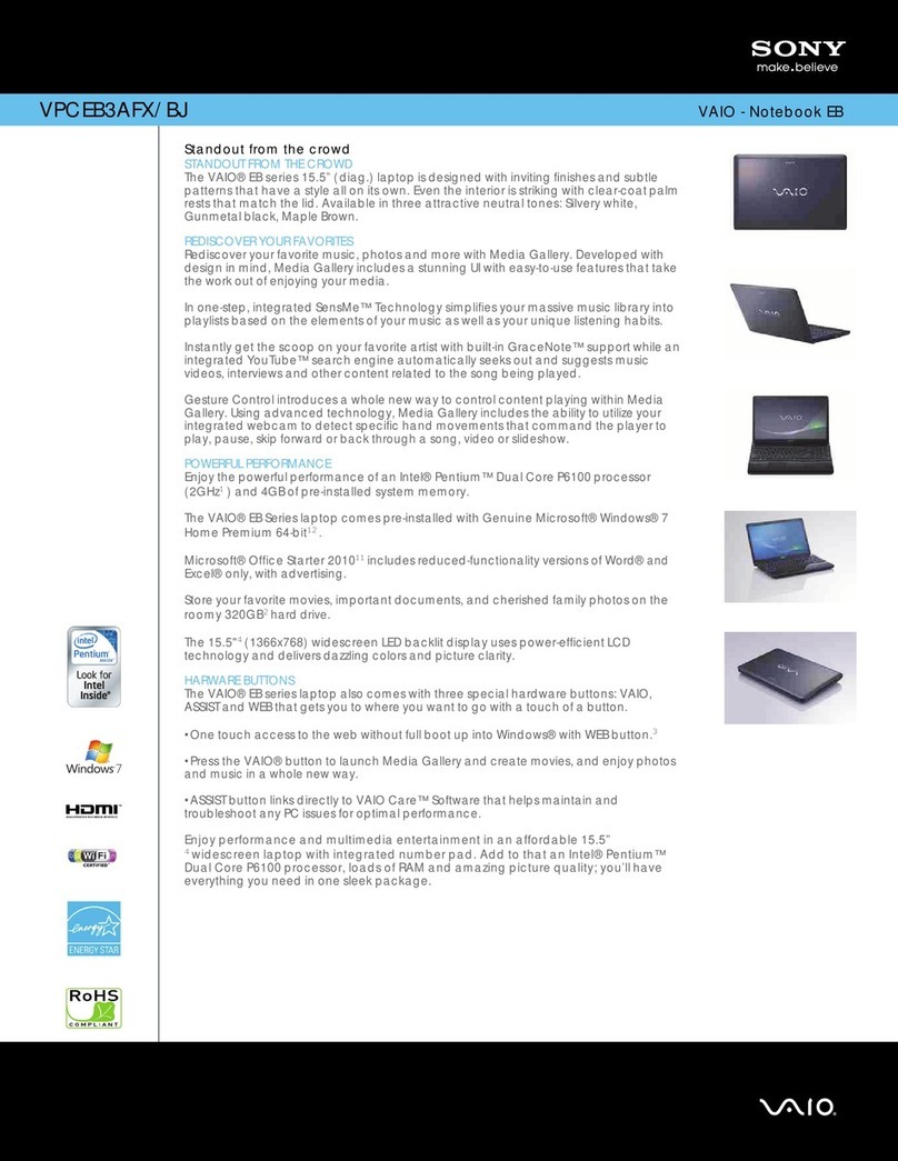 Sony VAIO VPCEB3AFX/BJ User manual