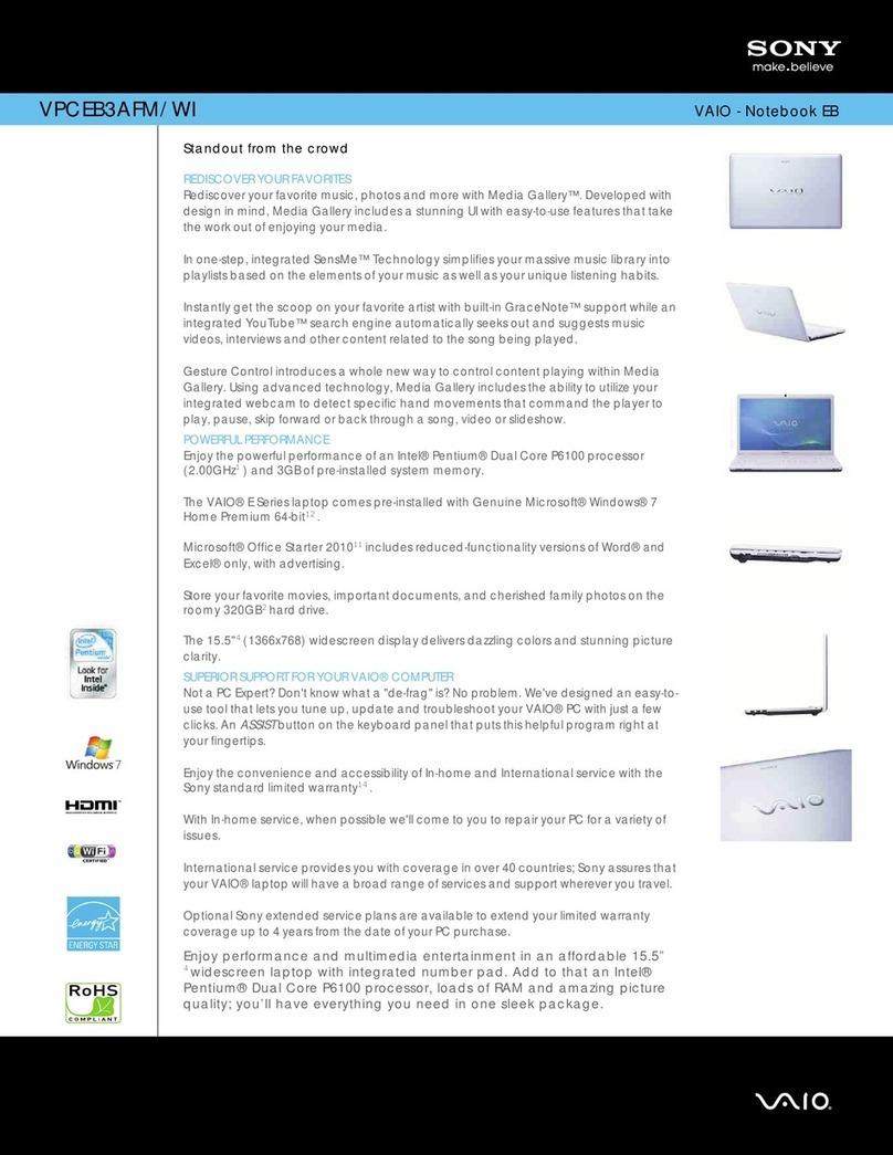 Sony VPCEB3AFM Specifications
