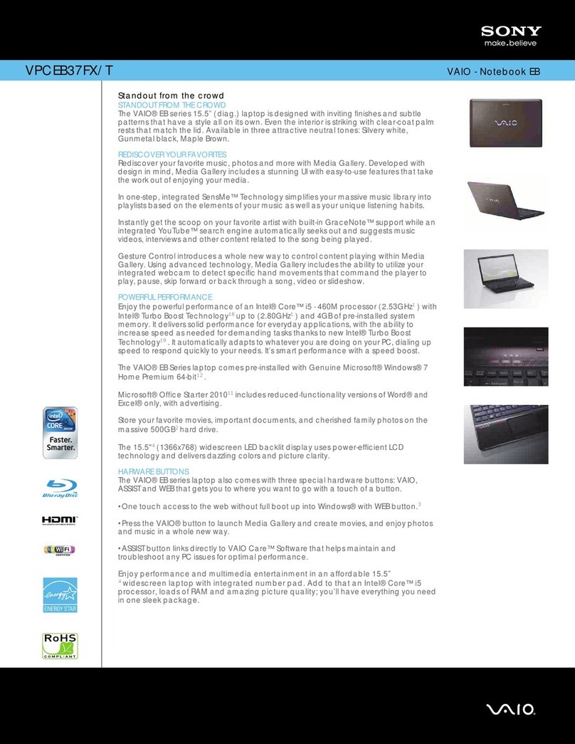 Sony VAIO VPCEB37FX/T User manual