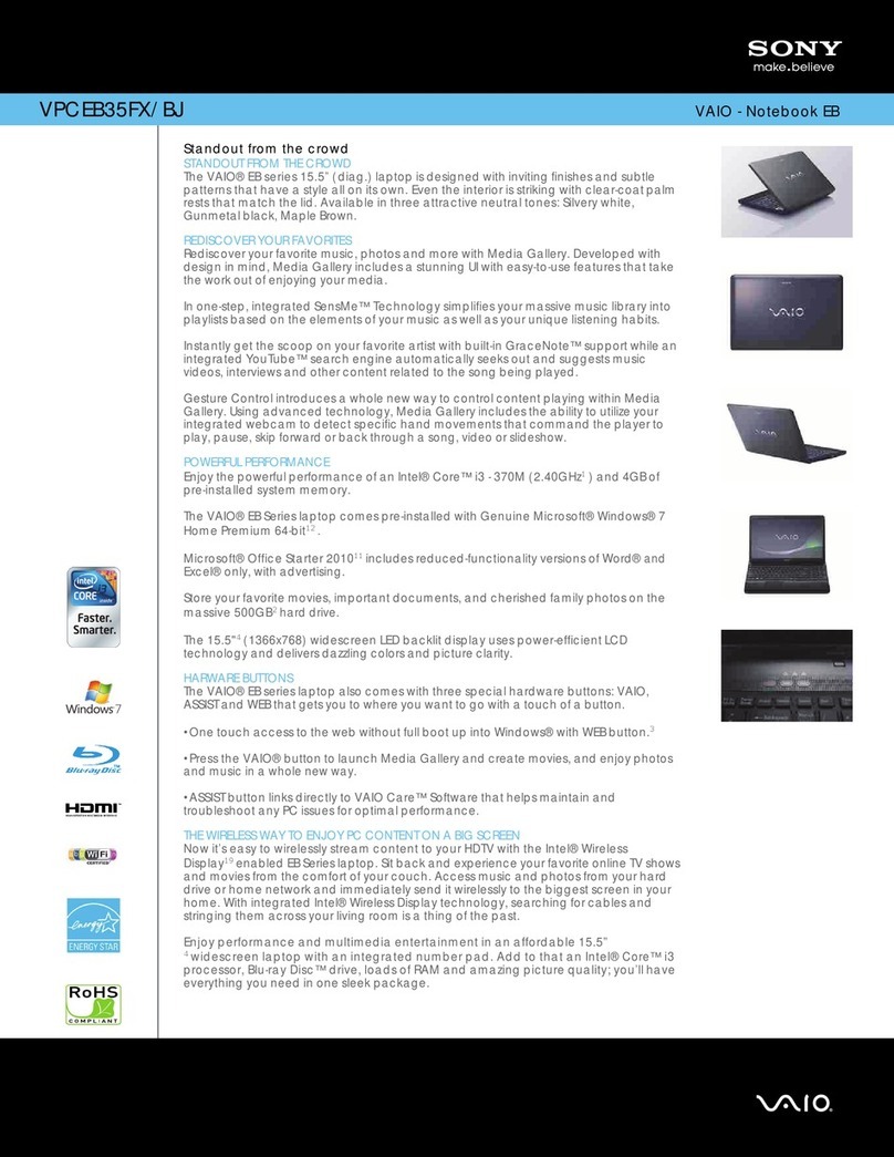 Sony VAIO VPCEB35FX/BJ Specifications