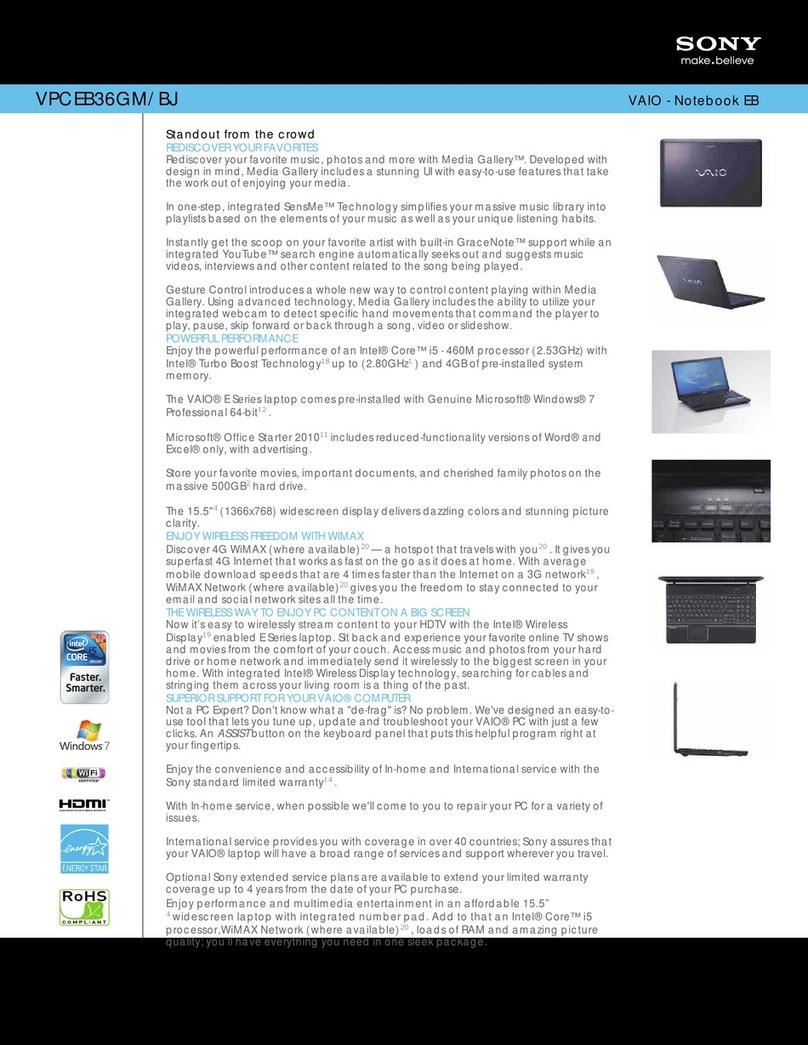 Sony VPCEB36GM Specifications