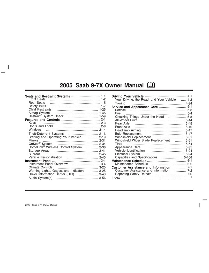 Saab 2005 9-7X owner's manual