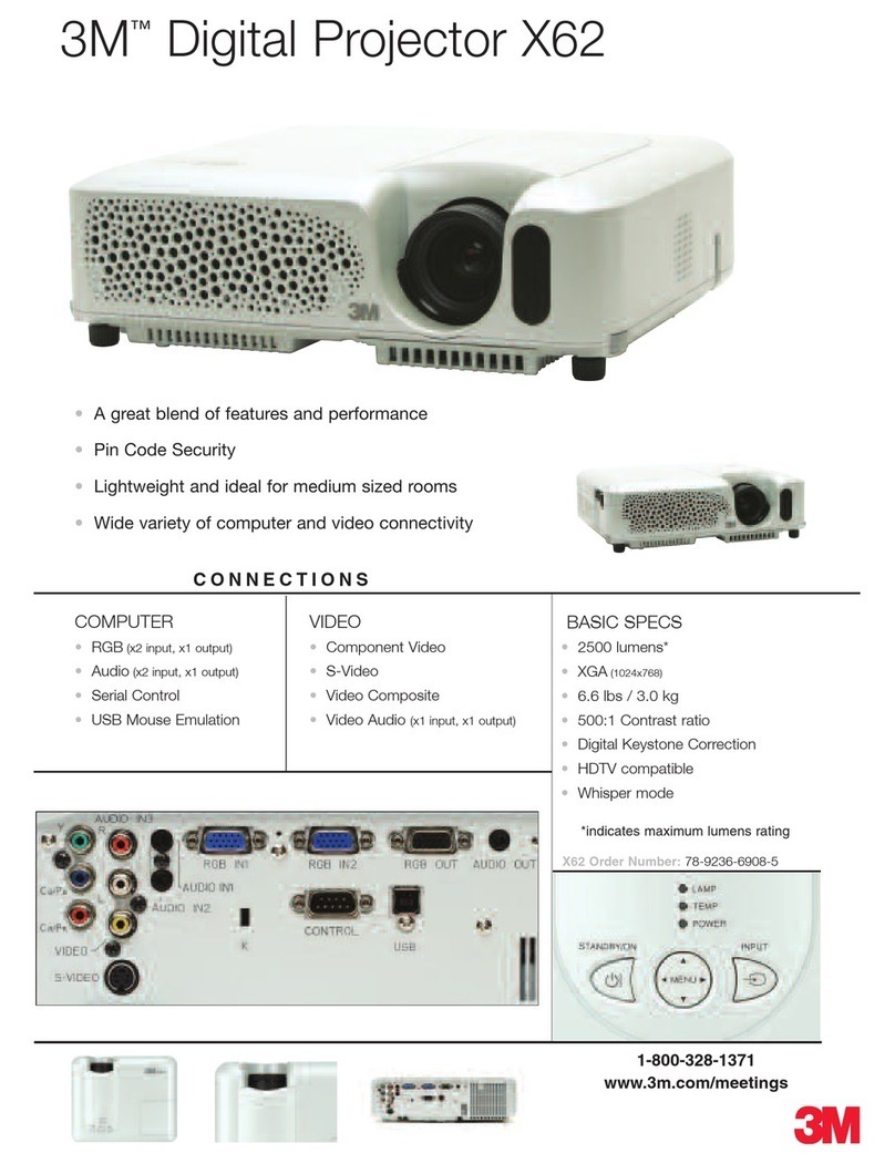 3M Multimedia Projector X62 User manual