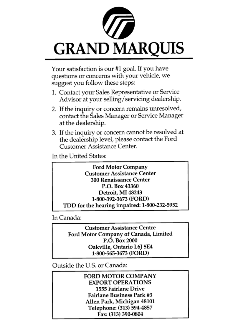 Mercury 1996 Grand Marquis User manual