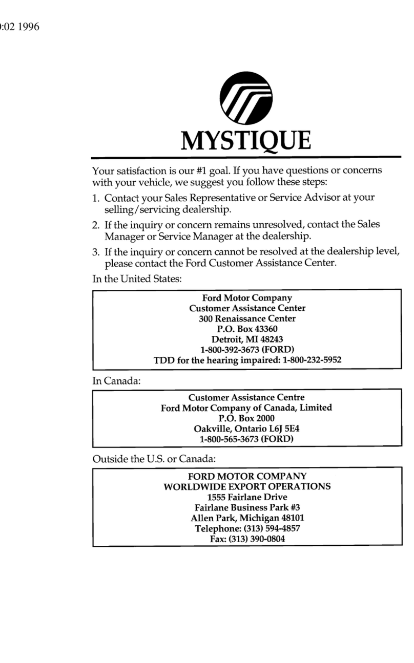 Mercury 1996 Mystique User manual