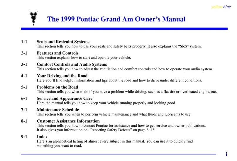Pontiac 1999 Grand Am User manual