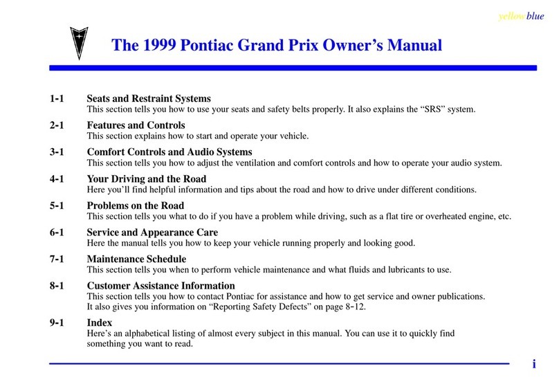 Pontiac 1999 Grand Prix User manual