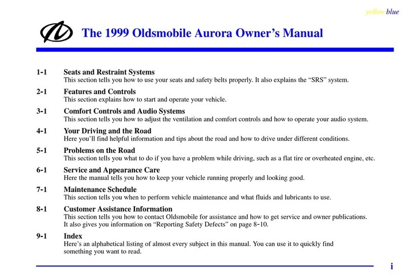 Oldsmobile 1999 Aurora User manual Oldsmobile 1999 Aurora User manual