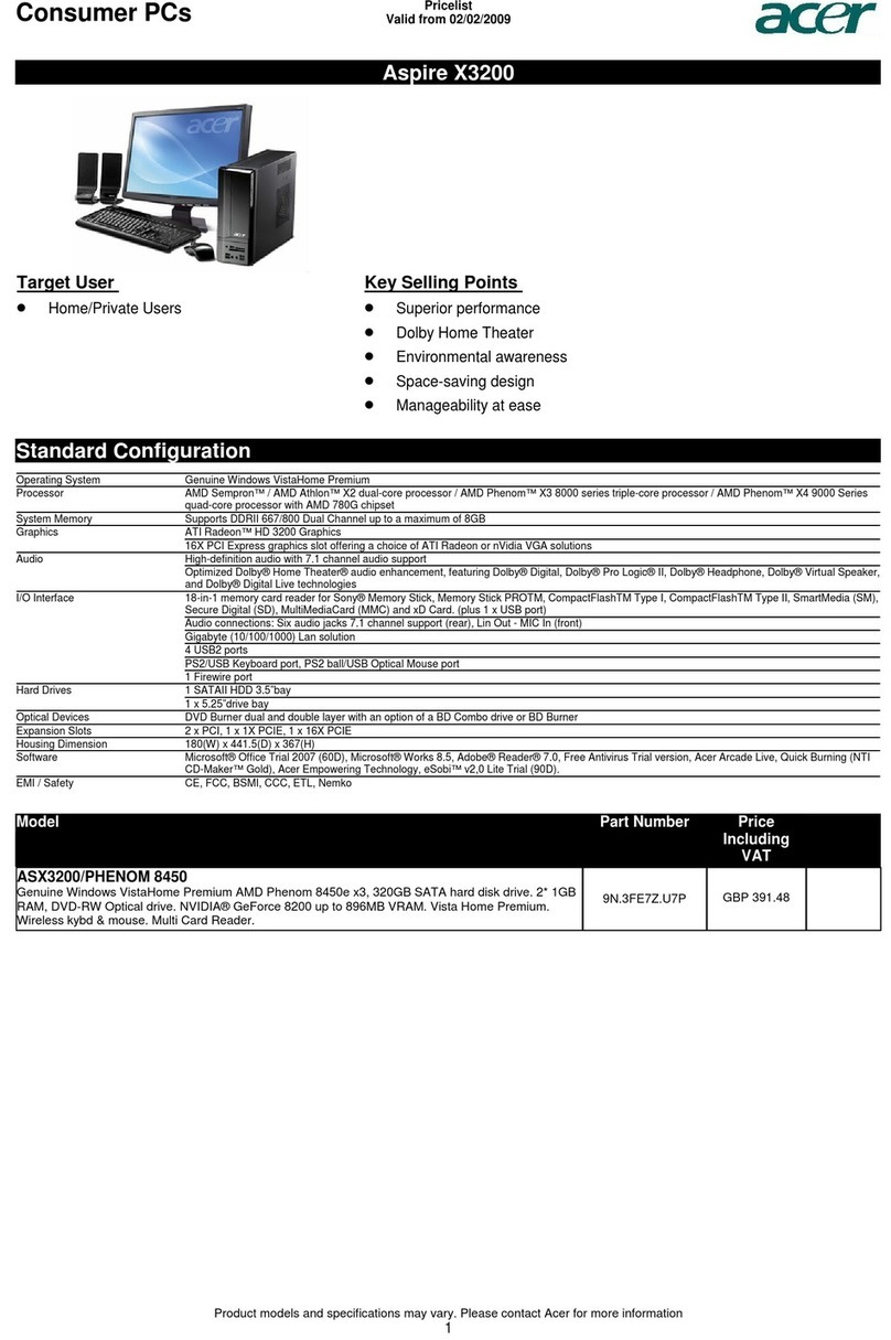 Acer Aspire T671 Specifications