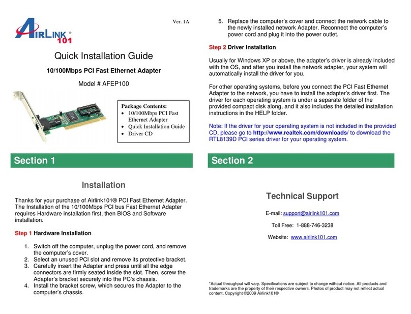 Airlink101 AFEP100 Quick installation guide