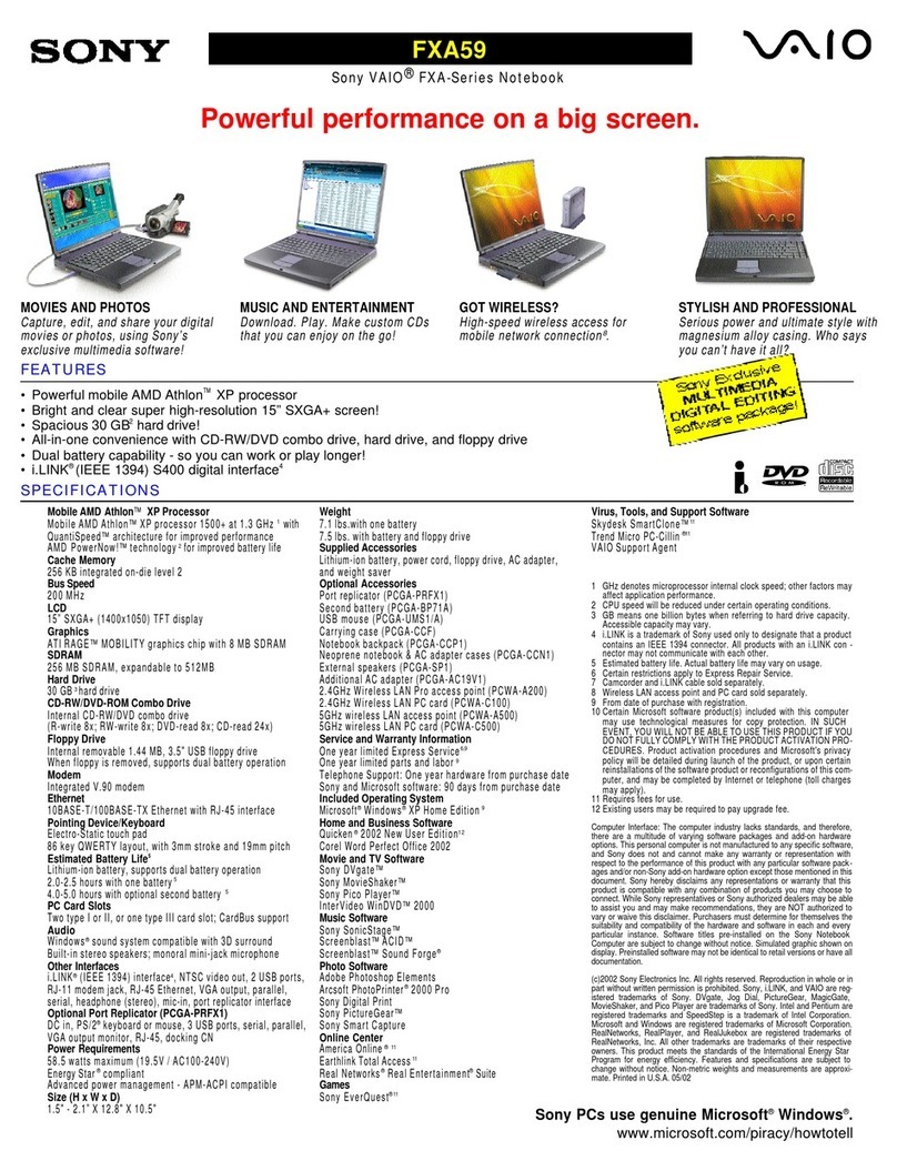 Sony VAIO PCG-FXA59 User manual