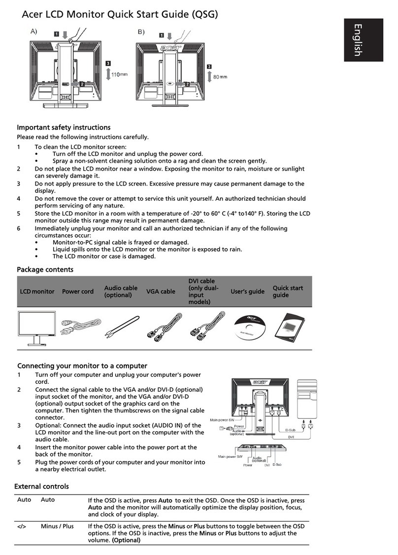 Acer B203H quick start guide