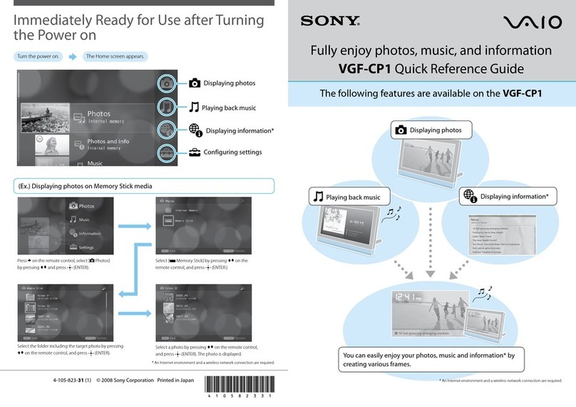 Sony VGF-CP1 - Vaio Wi-fi Photo Frame User manual