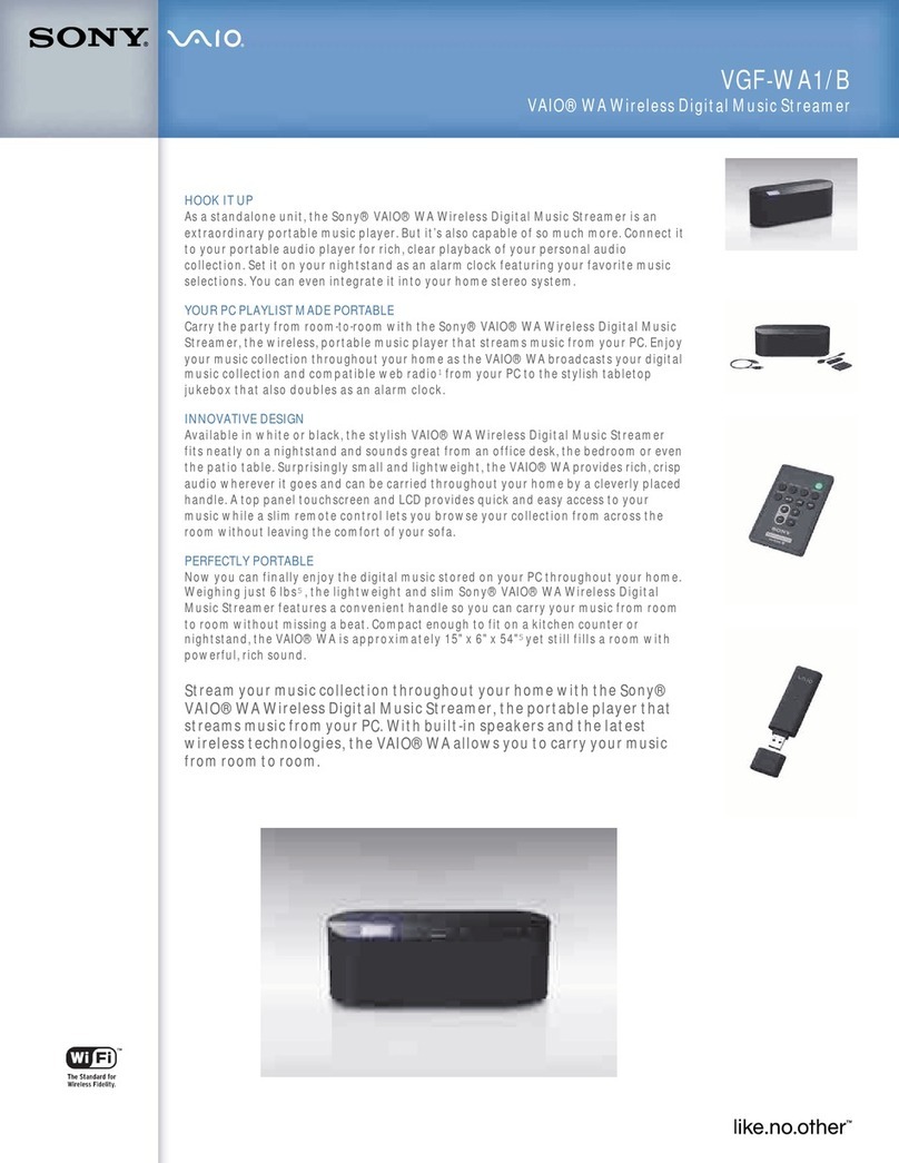 Sony VGF-WA1/B - Vaio Wireless Digital Music... Specifications Sony VGF-WA1/B - Vaio Wireless Digital Music... Specifications