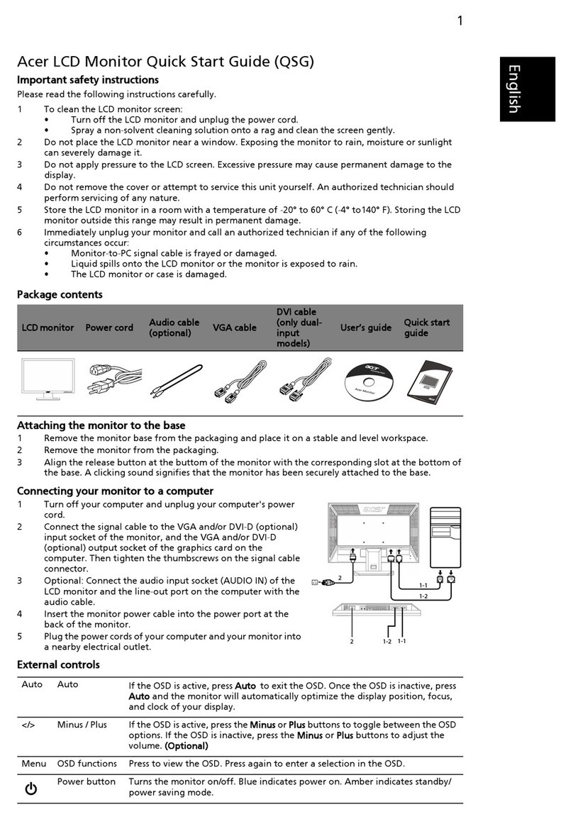 Acer V193W - bm - 19" LCD Monitor User manual