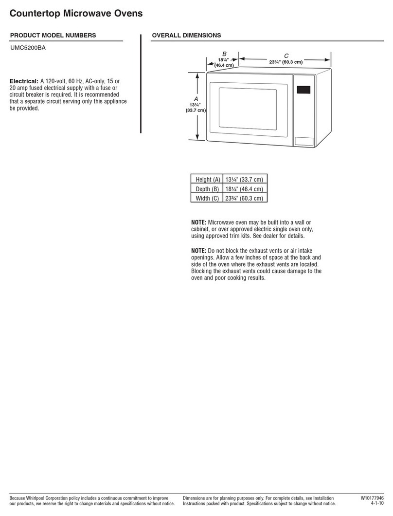 Amana UMC5200BA Dimension Guide