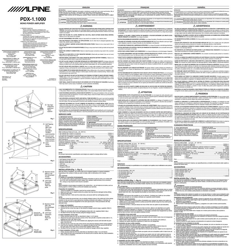 Alpine PDX11000 - Amplifier owner's manual