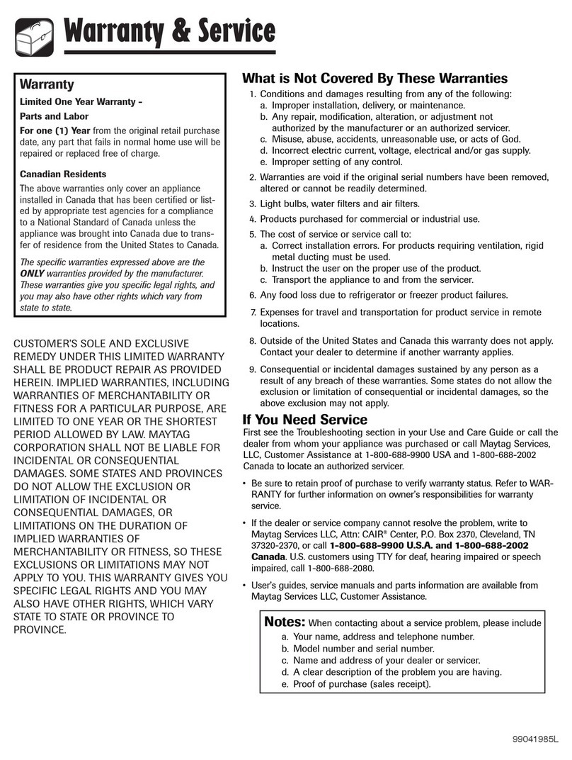 Amana HV303 Service manual
