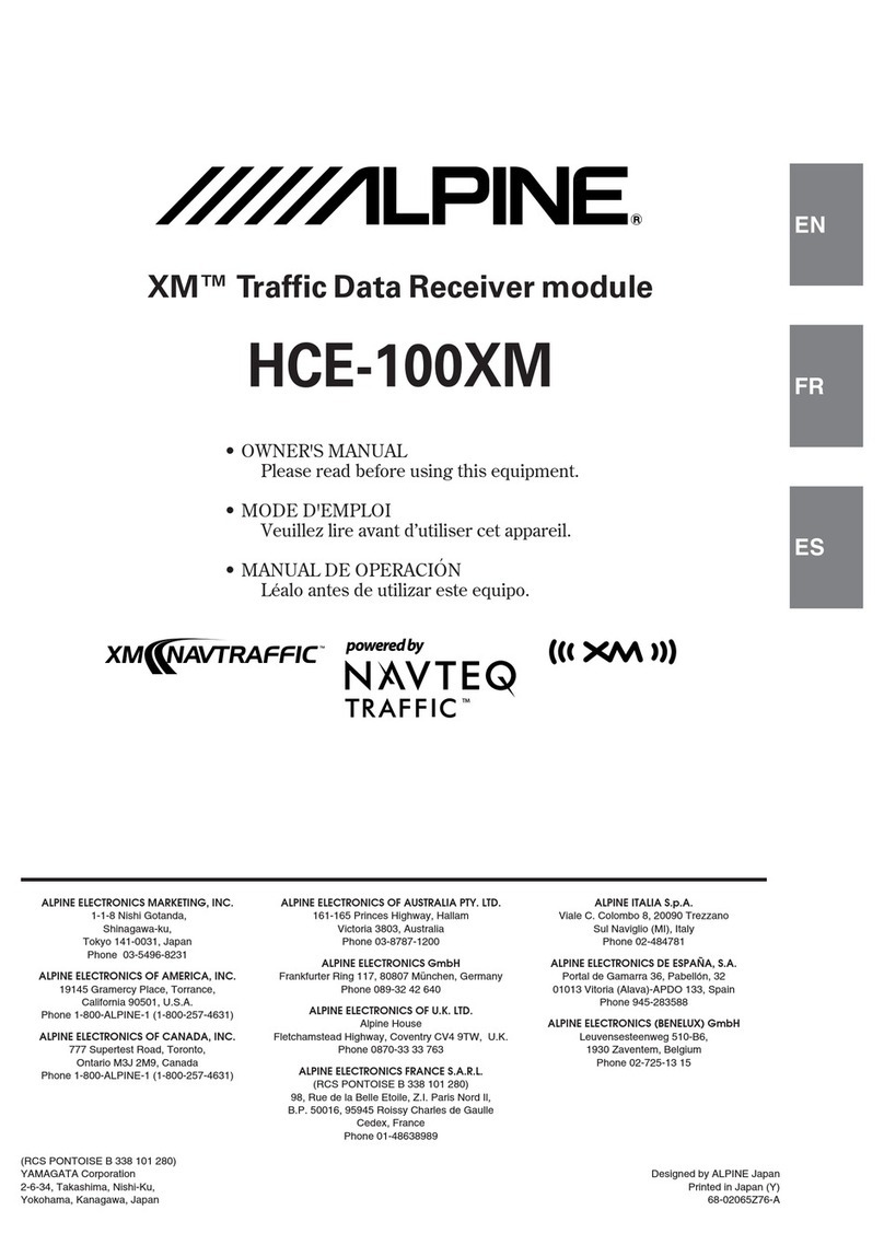 Alpine HCE-100XM - XM Radio Data Receiver User manual