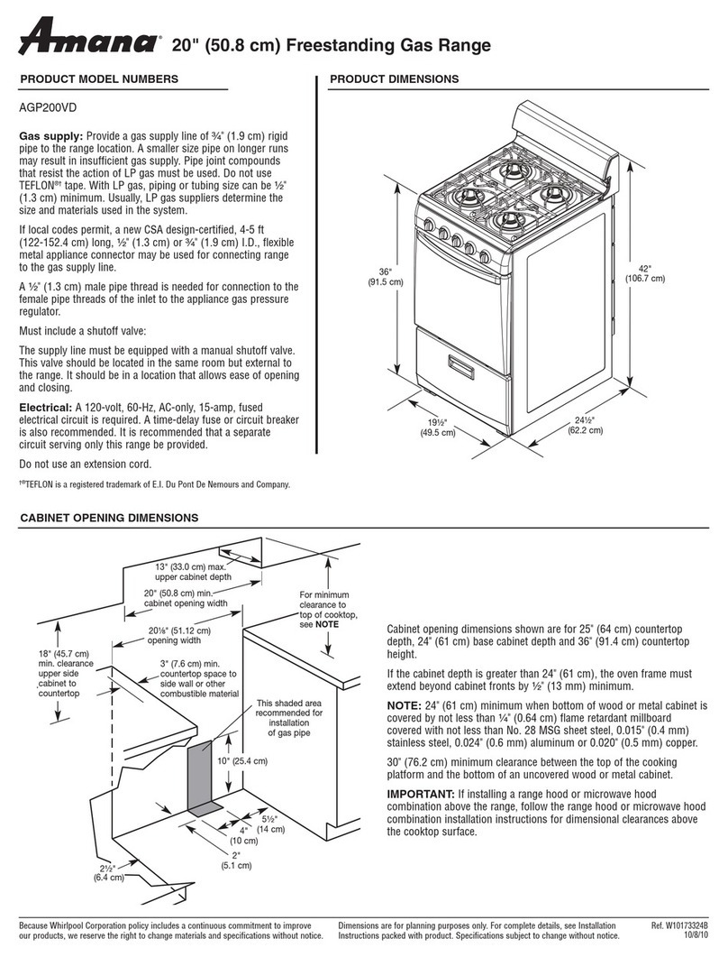 Amana AGP200VD Dimension Guide