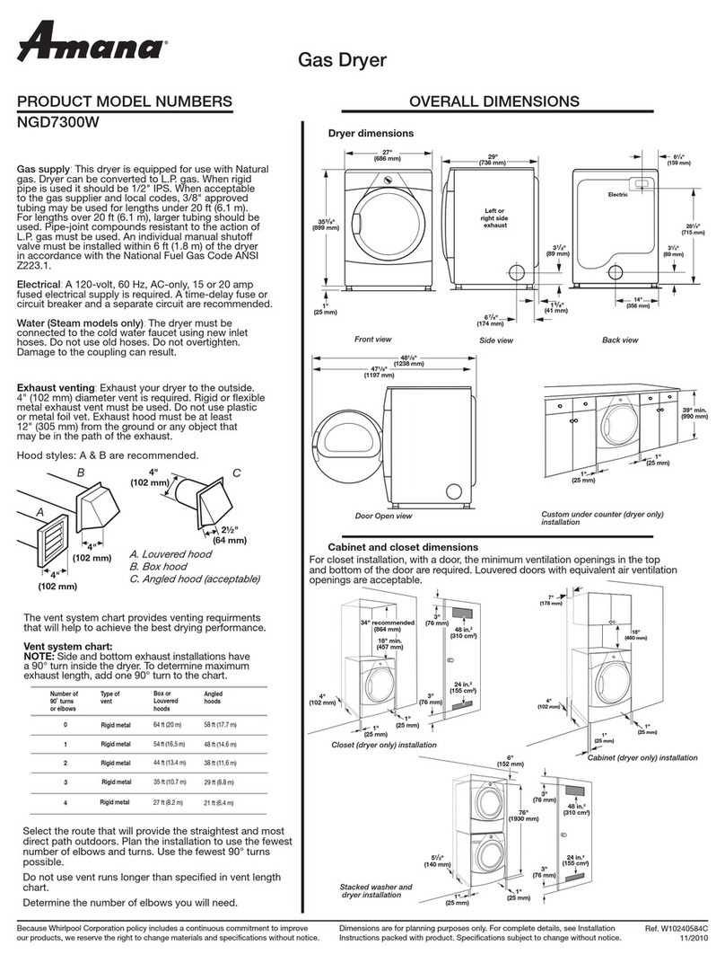 Amana NGD7300W User instructions