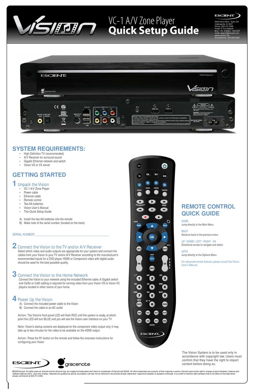 Escient Vision VC-1 User manual