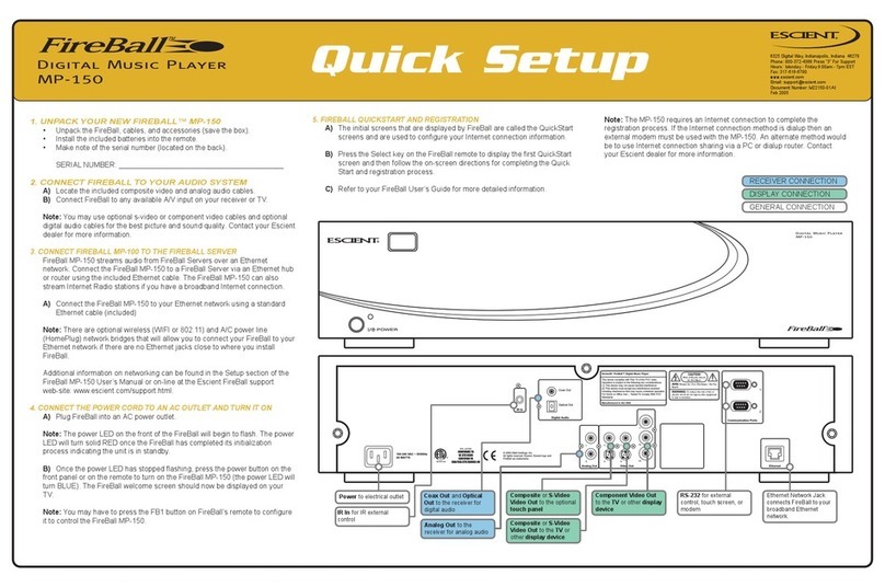 Escient FireBall MP-150 User manual
