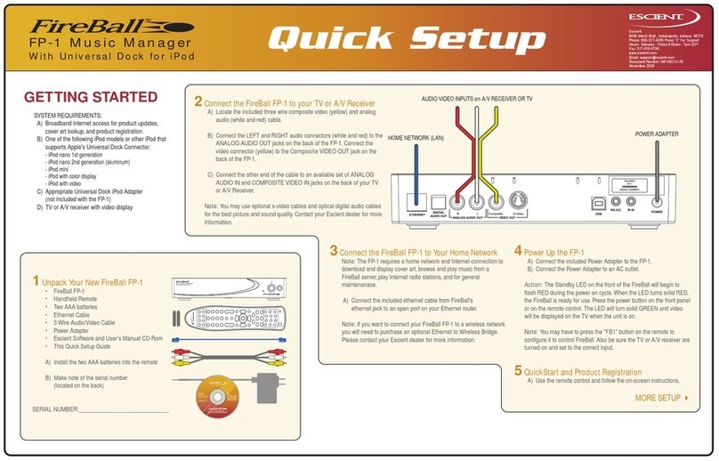 Escient FireBall FP-1 Quick setup guide