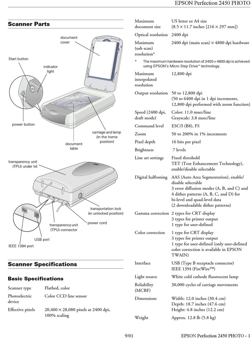 Epson 2450 - Perfection Photo Scanner User manual