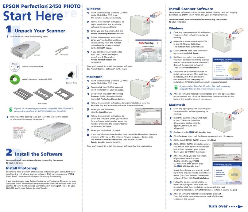 Epson 2450 - Perfection Photo Scanner Instruction Manual