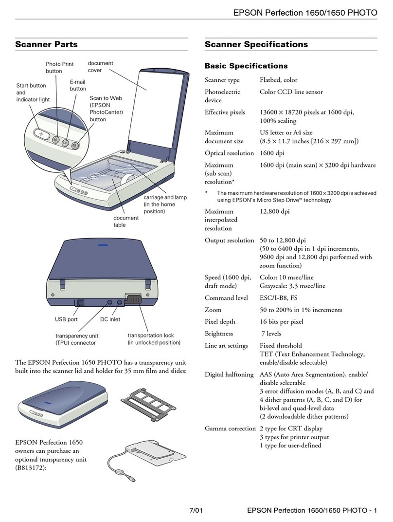 Epson PERFECTION 1650 User manual