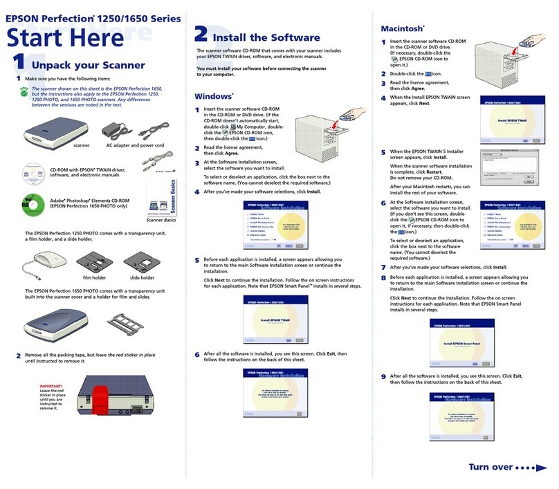 Epson 1250 - Perfection Photo Flatbed Scanner Instruction Manual Epson 1250 - Perfection Photo Flatbed Scanner Instruction Manual