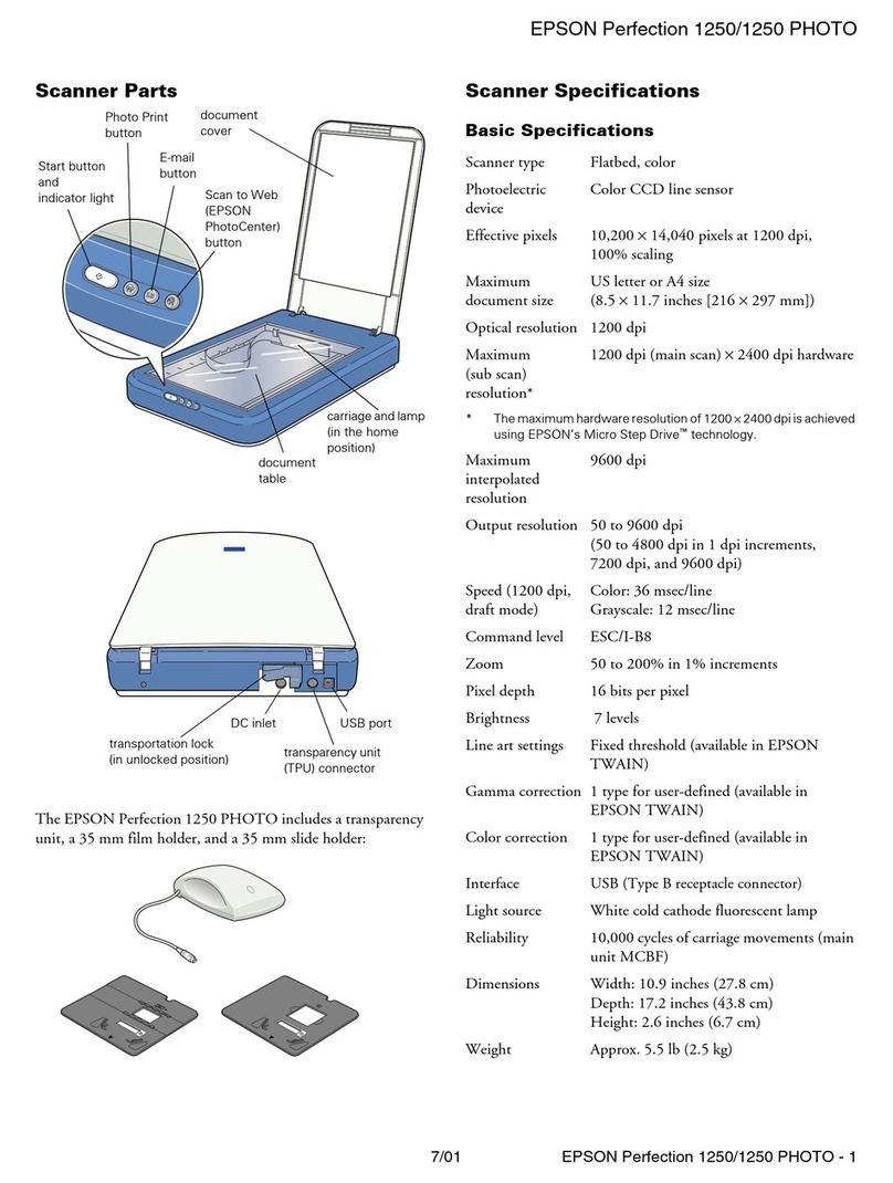 Epson 1250 - Perfection Photo Flatbed Scanner User manual