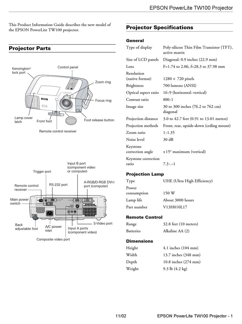 Epson PowerLite TW-100 Installation and operation manual