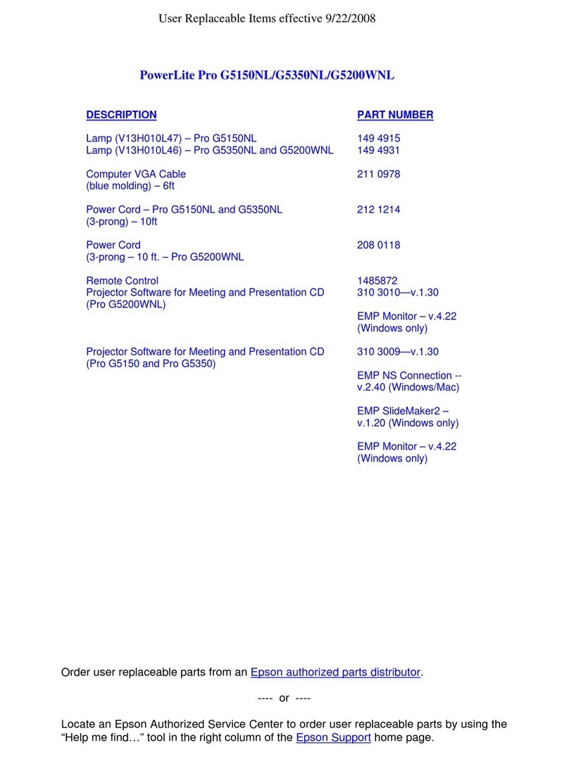 Epson PowerLite Pro G5350NL Manual