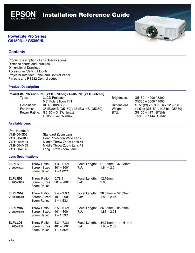 Epson PowerLite Pro G5150NL reference guide